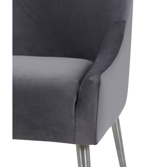 Beatrix Grey Velvet Side Chair with Silver Leg - Be Bold Furniture