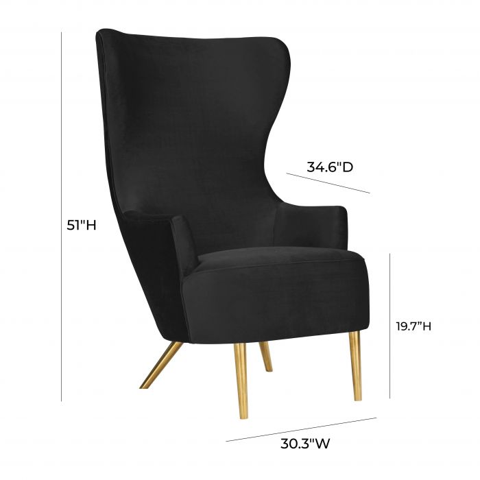 Julia Black Velvet Wingback Chair - Be Bold Furniture