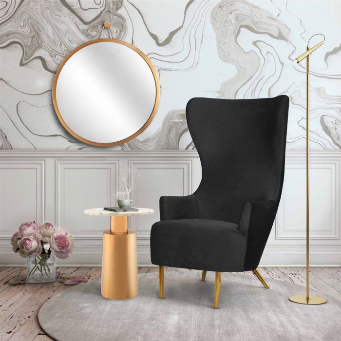 Julia Black Velvet Wingback Chair - Be Bold Furniture