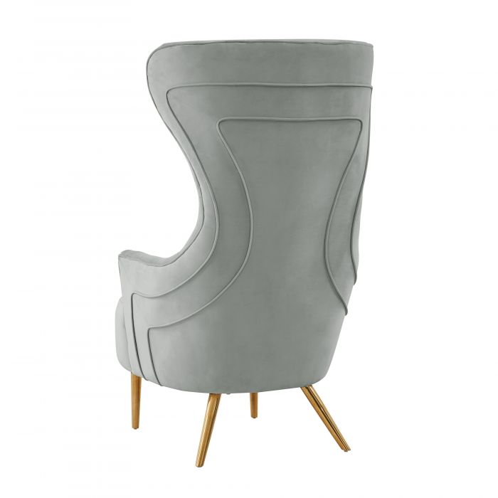 Jezebel Grey Velvet Wingback Chair - Be Bold Furniture