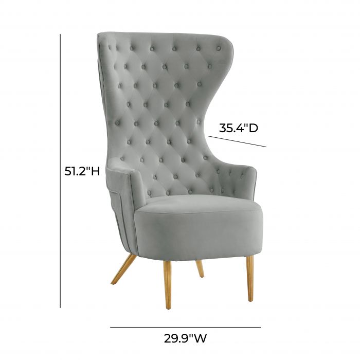 Jezebel Grey Velvet Wingback Chair - Be Bold Furniture