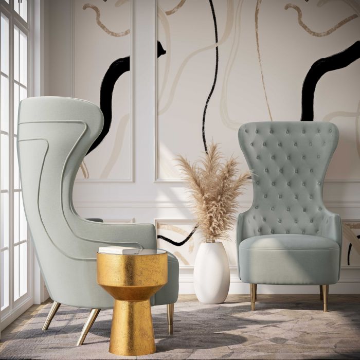 Jezebel Grey Velvet Wingback Chair - Be Bold Furniture