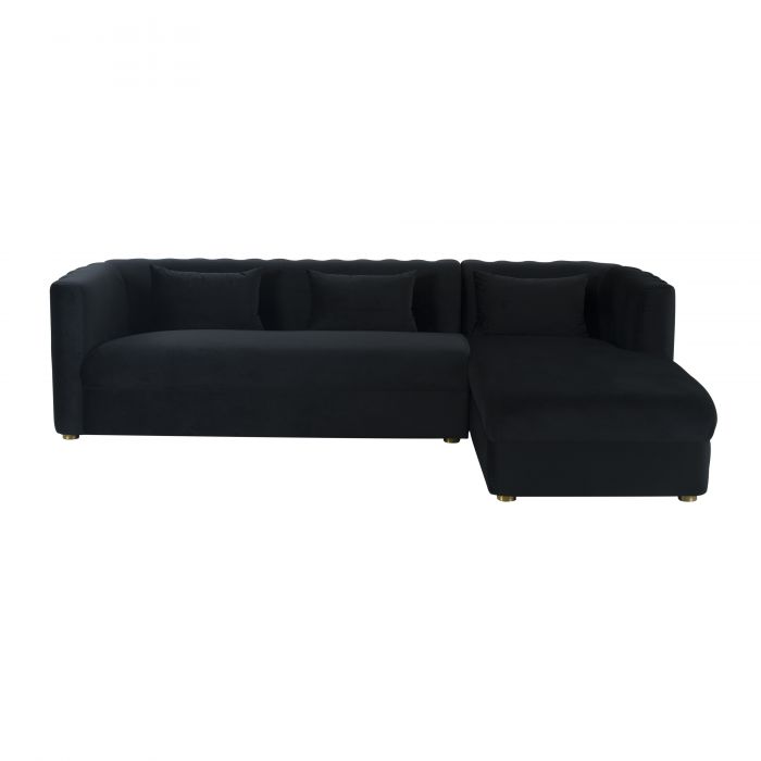 Callie Black Velvet Sectional RAF - Be Bold Furniture