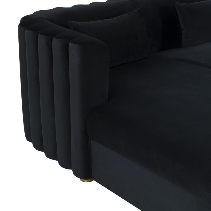 Callie Black Velvet Sectional LAF - Be Bold Furniture