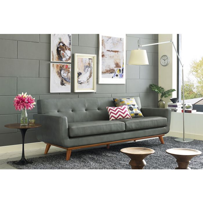 Lyon Smoke Grey Leather Sofa - Be Bold Furniture