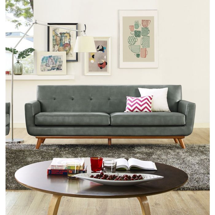 Lyon Smoke Grey Leather Sofa - Be Bold Furniture