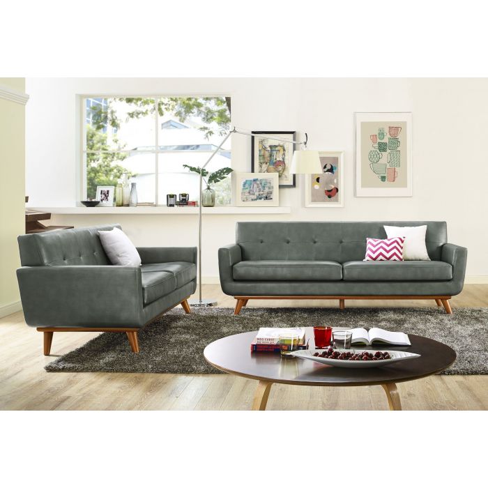Lyon Smoke Grey Leather Sofa - Be Bold Furniture