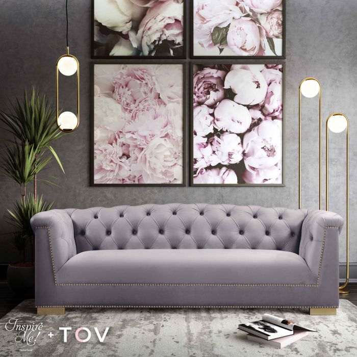 Farah Grey Velvet Sofa - Be Bold Furniture