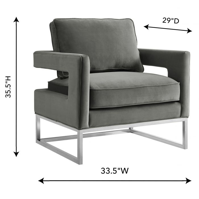 Avery Grey Velvet Chair Silver Frame - Be Bold Furniture