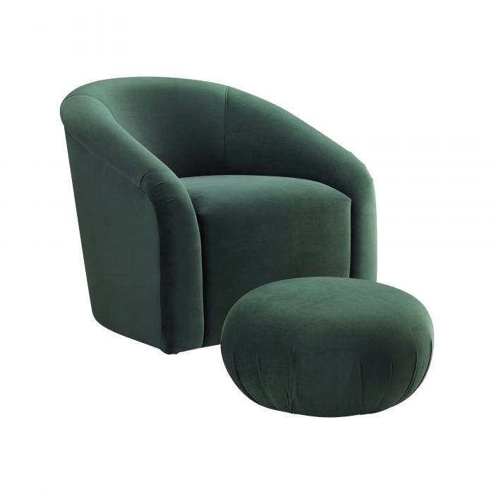 Boboli Forest Green Velvet Chair + Ottoman Set - Be Bold Furniture