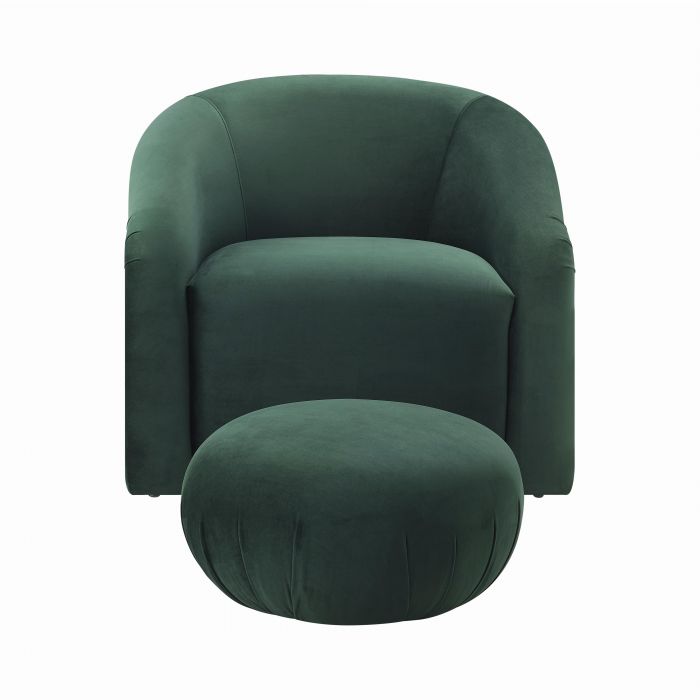 Boboli Forest Green Velvet Chair + Ottoman Set - Be Bold Furniture