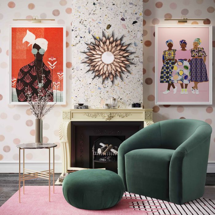 Boboli Forest Green Velvet Chair + Ottoman Set - Be Bold Furniture