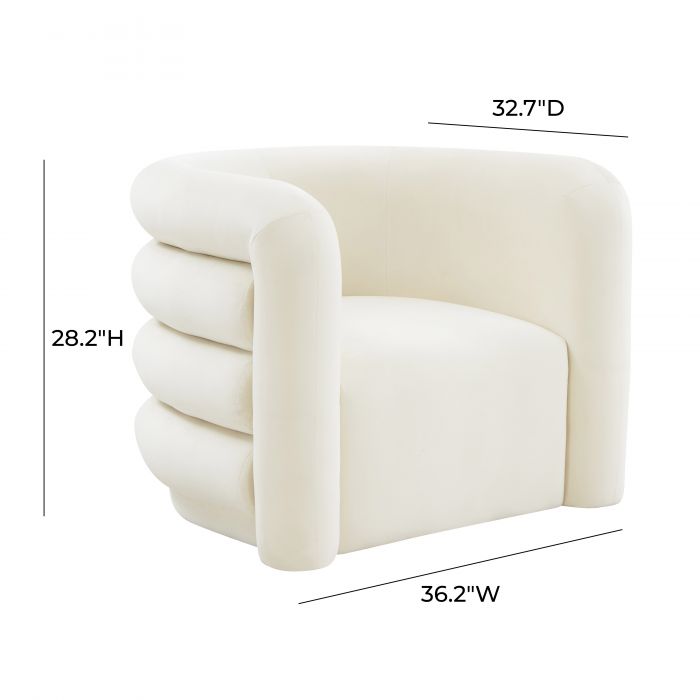 Curves Cream Velvet Lounge Chair - Be Bold Furniture