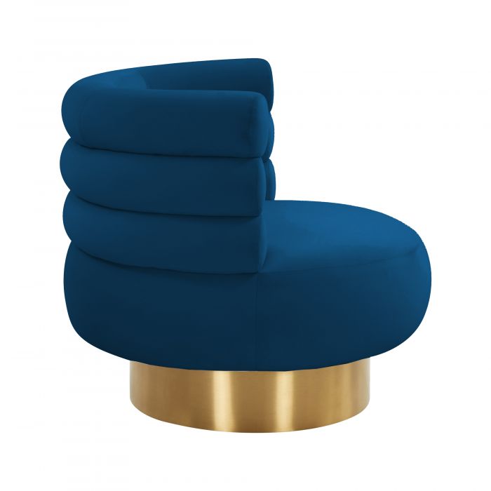 Naomi Navy Velvet Swivel Chair - Be Bold Furniture