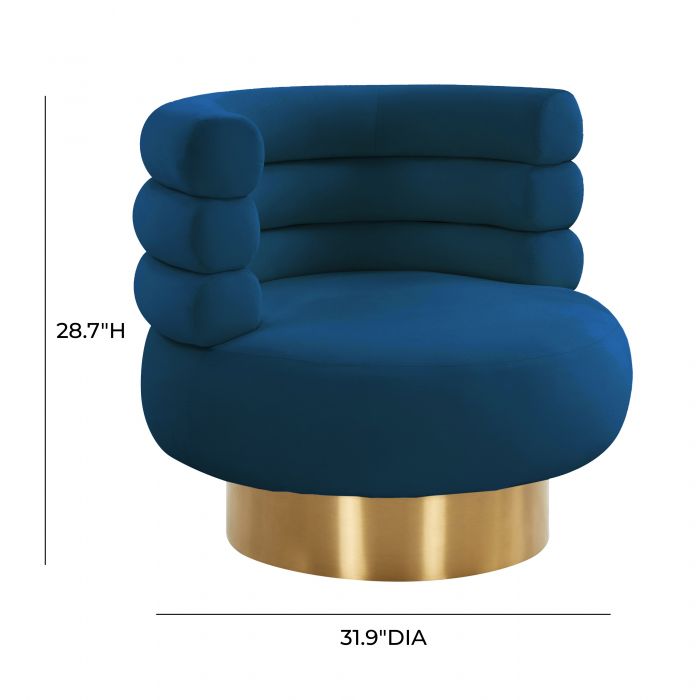 Naomi Navy Velvet Swivel Chair - Be Bold Furniture