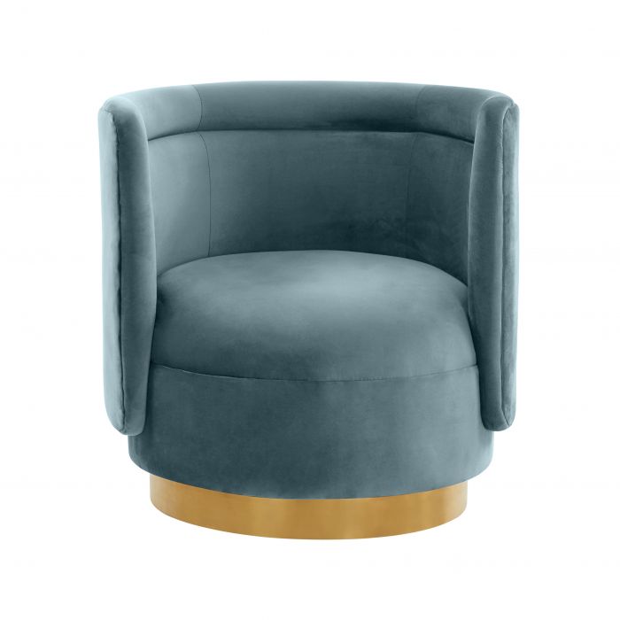 Remy Bluestone Velvet Swivel Chair - Be Bold Furniture