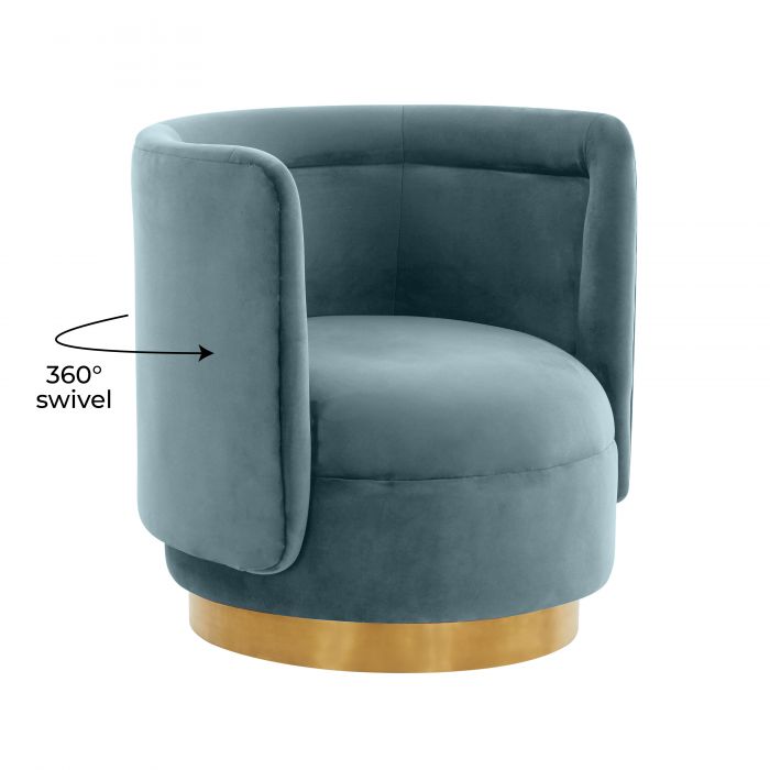 Remy Bluestone Velvet Swivel Chair - Be Bold Furniture