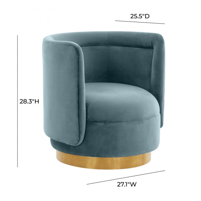 Remy Bluestone Velvet Swivel Chair - Be Bold Furniture