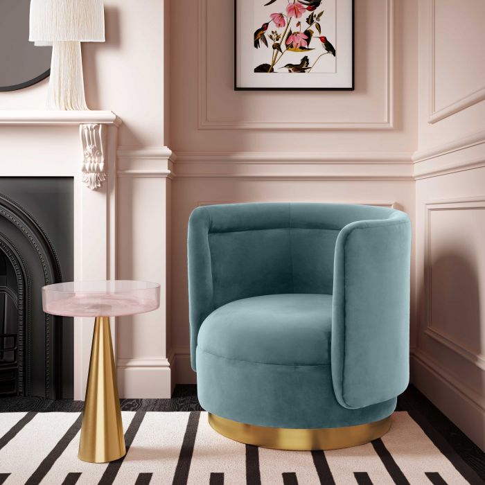 Remy Bluestone Velvet Swivel Chair - Be Bold Furniture