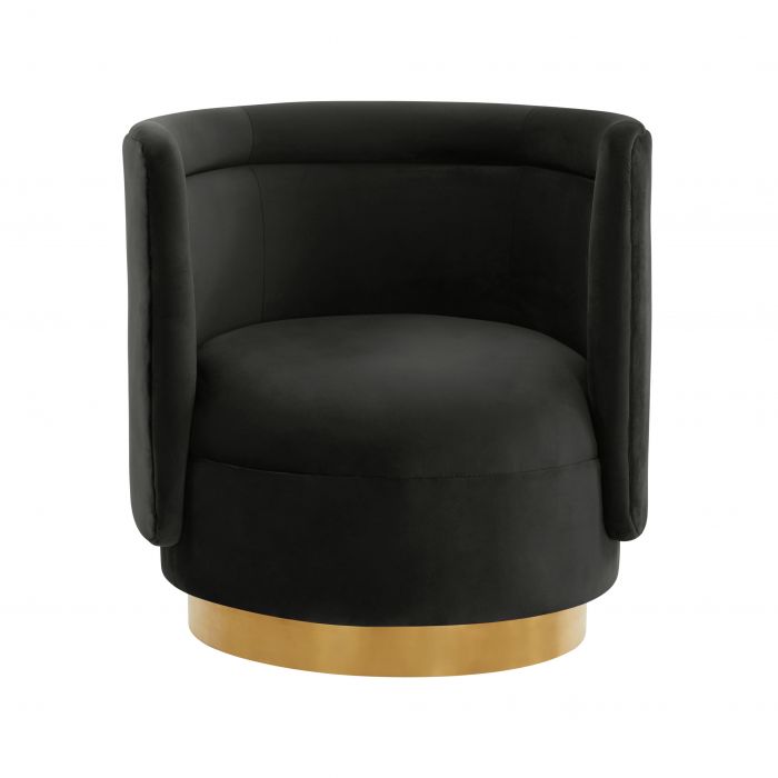 Remy Black Velvet Swivel Chair - Be Bold Furniture