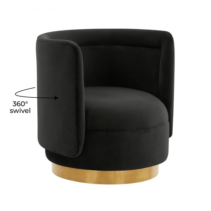 Remy Black Velvet Swivel Chair - Be Bold Furniture